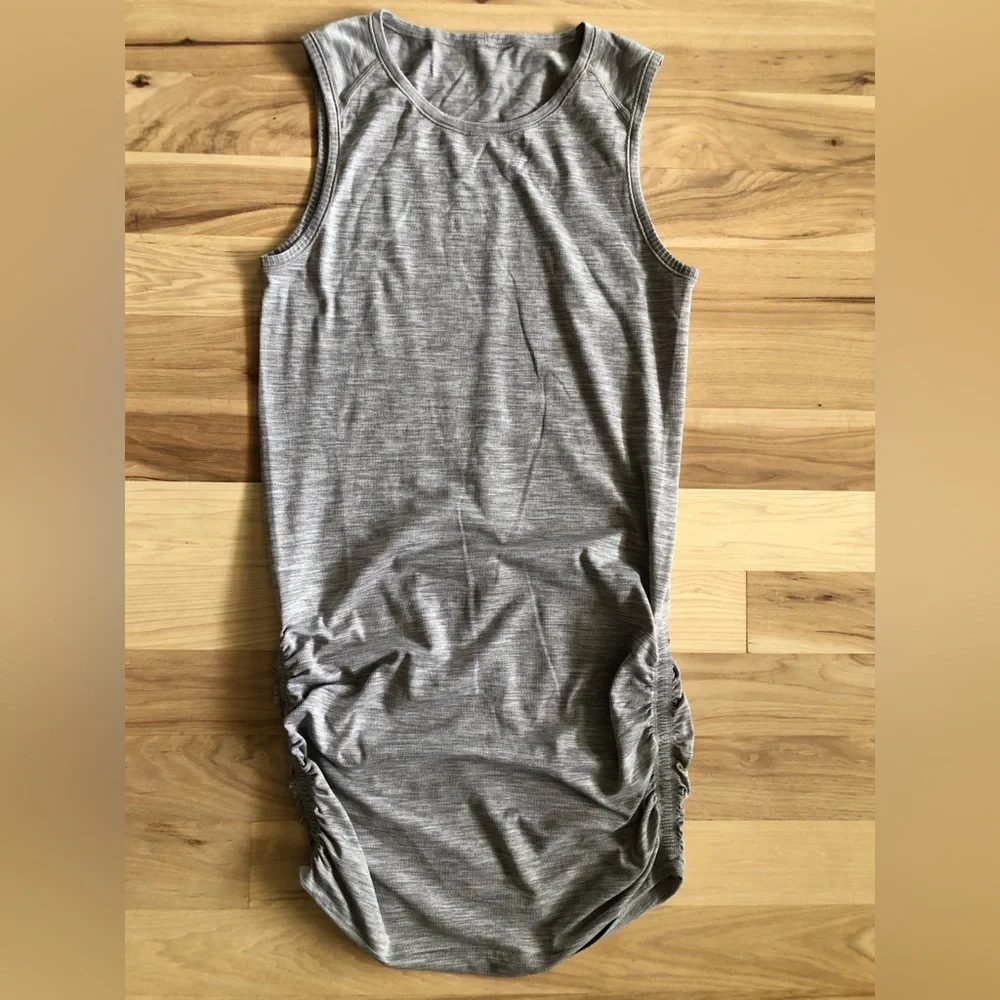 Lululemon In The Flow Grey Ruched Tank Dress - Picture 3 of 12